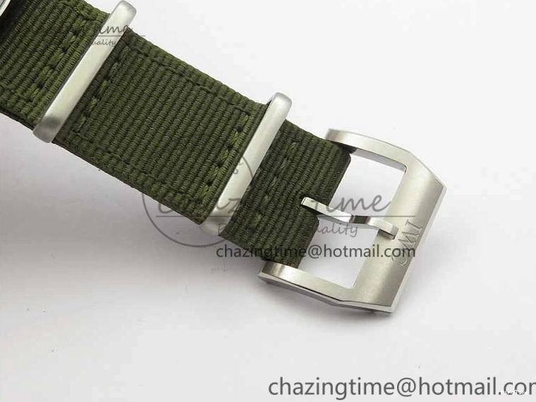 MIROTIME 0325 Fashionable Pilot IW326801 SS MK 1:1 Best Edition Black Dial on Green Nylon Strap MIYOTA 7122